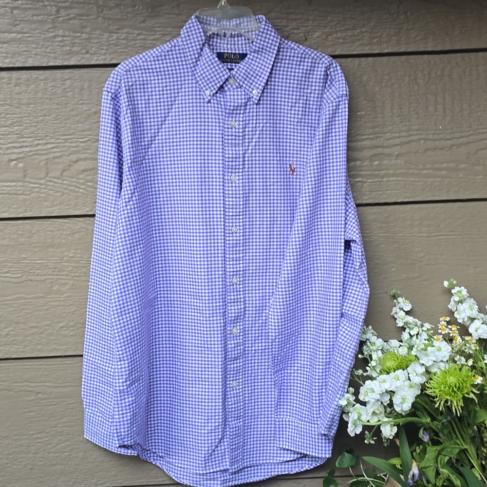 Polo Ralph Lauren Classic Fit Purple Gingham Long Sleeve Shirt Men's XL